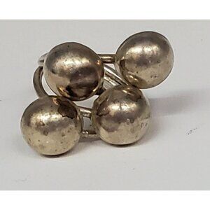 Vintage Ring Sterling Silver Quadruple Ball Size 5.5 For Women